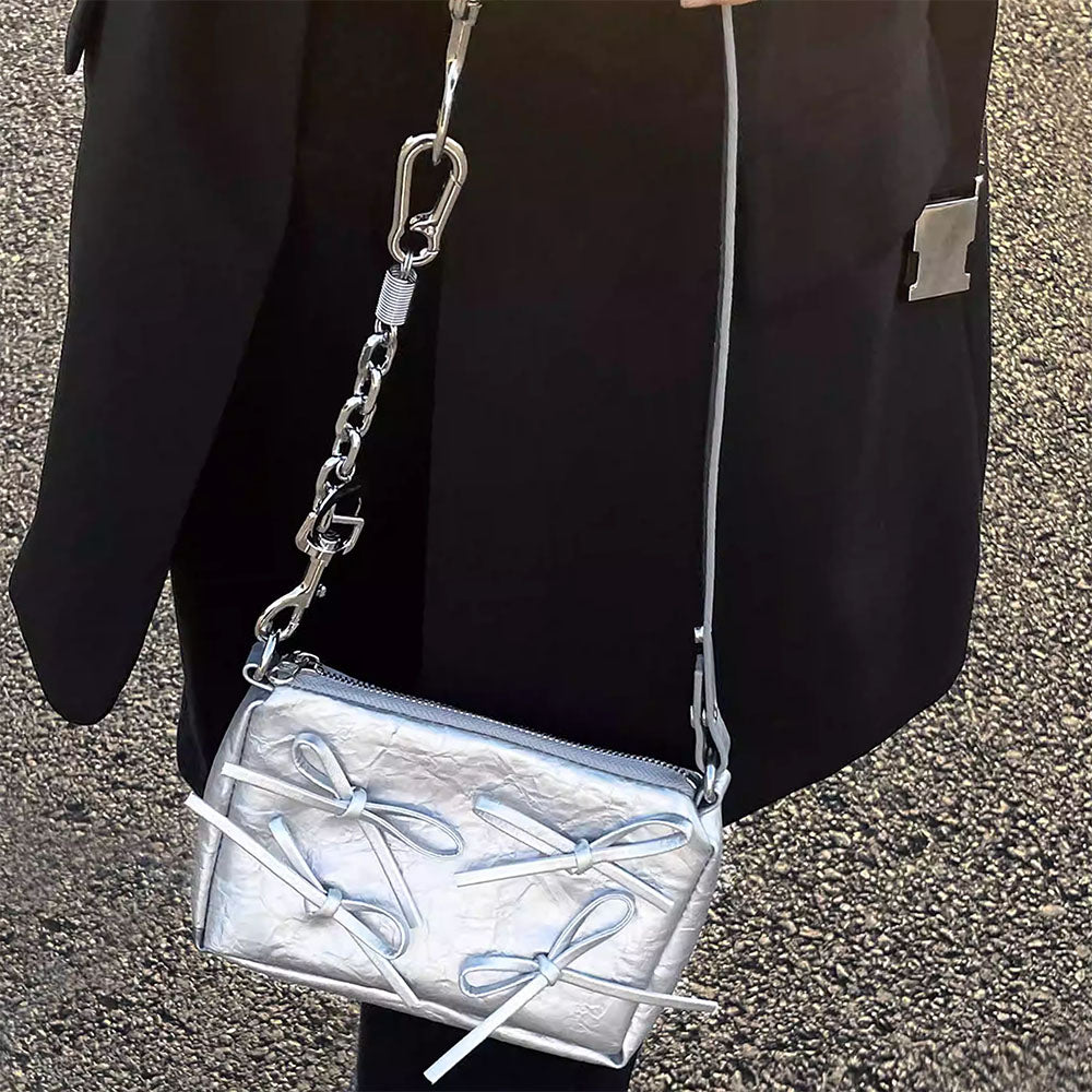 Cute Everyday Outfits, Outfit Inspo Casual Silver Bows Shoulder Bag Cute Everyday Outfits, Outfit Inspo Casual Silver Bows Shoulder Bag