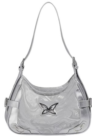 Cute Everyday Outfits, Outfit Inspo Casual Silver Butterfly Shoulder Bag