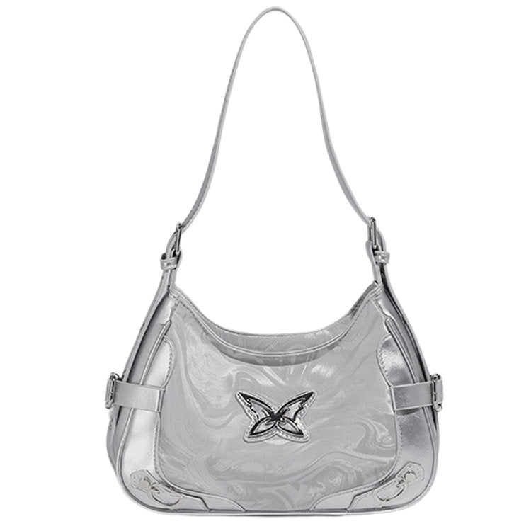 Cute Everyday Outfits, Outfit Inspo Casual Silver Butterfly Shoulder Bag