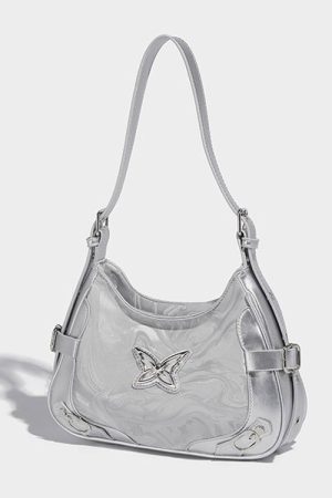 Cute Everyday Outfits, Outfit Inspo Casual Silver Butterfly Shoulder Bag