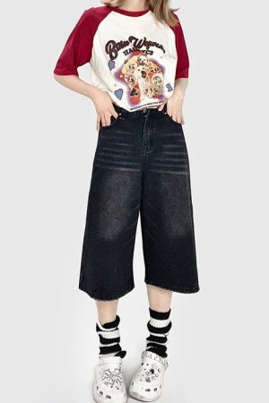 Cute Everyday Outfits, Outfit Inspo Casual Skater Girl Denim Baggy Shorts