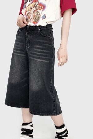 Cute Everyday Outfits, Outfit Inspo Casual Skater Girl Denim Baggy Shorts