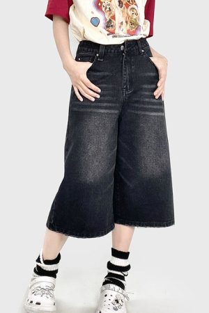 Cute Everyday Outfits, Outfit Inspo Casual Skater Girl Denim Baggy Shorts