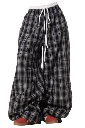 Cute Everyday Outfits, Outfit Inspo Casual Skater Girl Plaid Wide Leg Pants