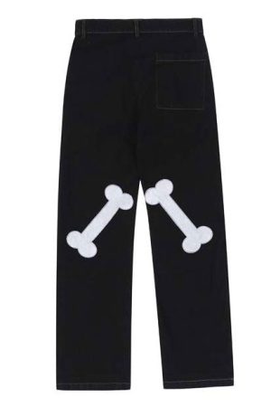 Cute Everyday Outfits, Outfit Inspo Casual Skeleton Hands Embroidery Jeans