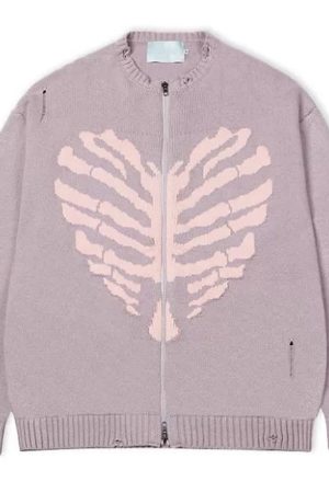 Cute Everyday Outfits, Outfit Inspo Casual Skeleton Print Zip Up Sweater