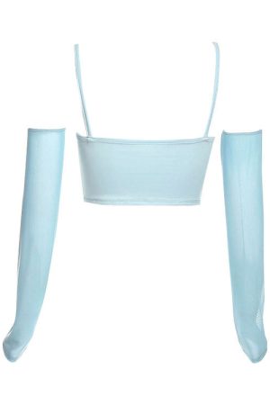 Cute Everyday Outfits, Outfit Inspo Casual Sky Blue Top & Gloves Set