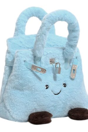 Cute Everyday Outfits, Outfit Inspo Casual Smiling Face Plush Handbag