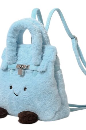 Cute Everyday Outfits, Outfit Inspo Casual Smiling Face Plush Handbag