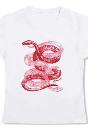 Cute Everyday Outfits, Outfit Inspo Casual Snake Graphic Fitted T-Shirt