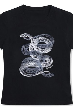 Cute Everyday Outfits, Outfit Inspo Casual Snake Graphic Fitted T-Shirt