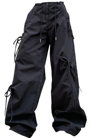 Cute Everyday Outfits, Outfit Inspo Casual Soft Girl Bows Wide-Leg Cargo Pants