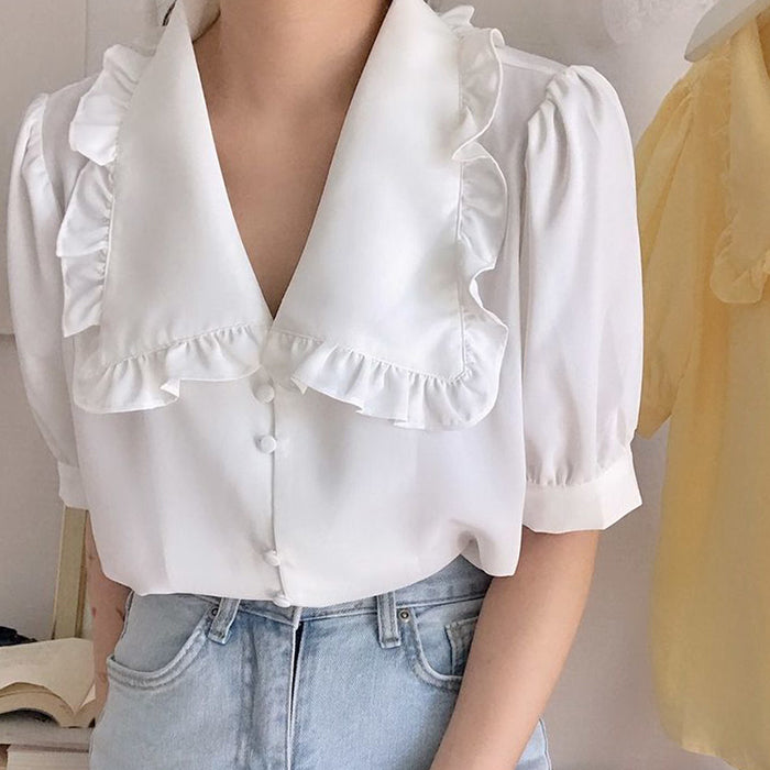 Cute Everyday Outfits, Outfit Inspo Casual Soft Girl Frill Collar Blouse Cute Everyday Outfits, Outfit Inspo Casual Soft Girl Frill Collar Blouse