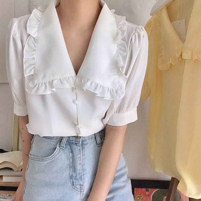 Cute Everyday Outfits, Outfit Inspo Casual Soft Girl Frill Collar Blouse Cute Everyday Outfits, Outfit Inspo Casual Soft Girl Frill Collar Blouse