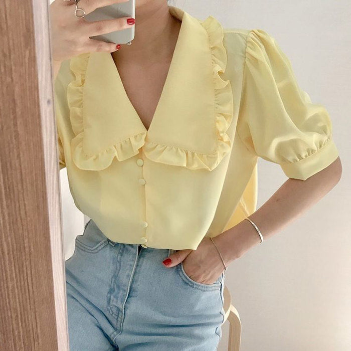 Cute Everyday Outfits, Outfit Inspo Casual Soft Girl Frill Collar Blouse Cute Everyday Outfits, Outfit Inspo Casual Soft Girl Frill Collar Blouse
