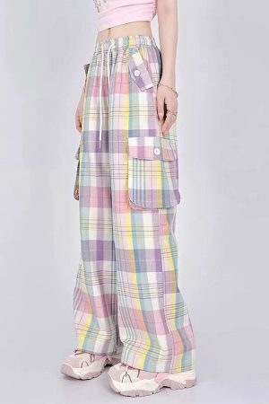 Cute Everyday Outfits, Outfit Inspo Casual Soft Girl Plaid Cargo Pants