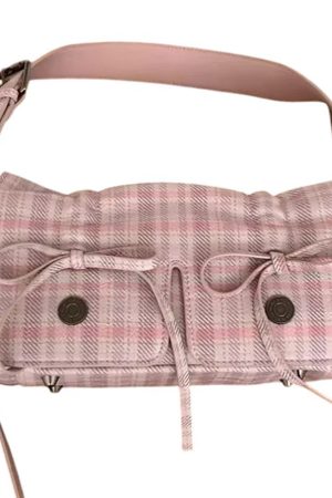 Cute Everyday Outfits, Outfit Inspo Casual Soft Girl Plaid Mini Shoulder Bag
