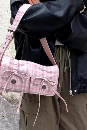 Cute Everyday Outfits, Outfit Inspo Casual Soft Girl Plaid Mini Shoulder Bag