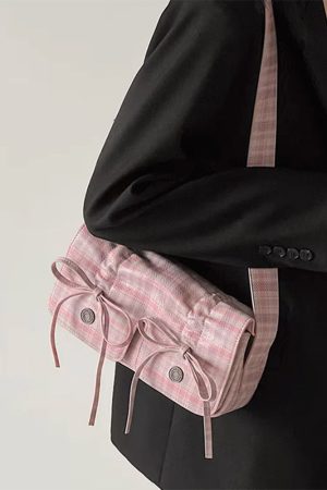 Cute Everyday Outfits, Outfit Inspo Casual Soft Girl Plaid Mini Shoulder Bag
