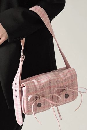 Cute Everyday Outfits, Outfit Inspo Casual Soft Girl Plaid Mini Shoulder Bag