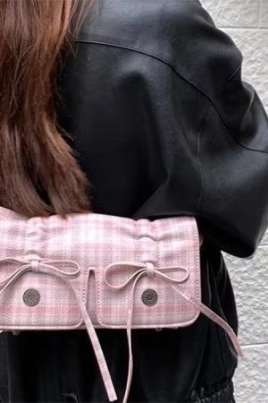 Cute Everyday Outfits, Outfit Inspo Casual Soft Girl Plaid Mini Shoulder Bag