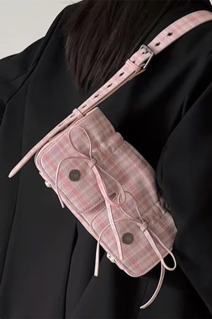 Cute Everyday Outfits, Outfit Inspo Casual Soft Girl Plaid Mini Shoulder Bag