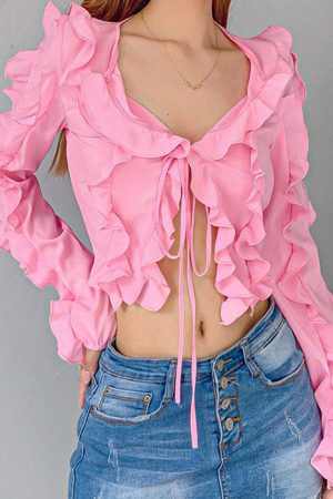 Cute Everyday Outfits, Outfit Inspo Casual Soft Girl Ruffle Cardigan