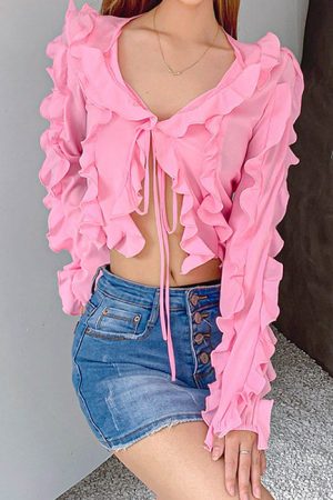 Cute Everyday Outfits, Outfit Inspo Casual Soft Girl Ruffle Cardigan