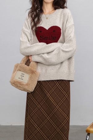 Cute Everyday Outfits, Outfit Inspo Casual Soft Girl Warm Heart Sweater