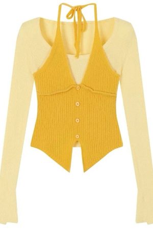 Cute Everyday Outfits, Outfit Inspo Casual Springtime Layered Halter Knit Top