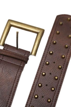 Cute Everyday Outfits, Outfit Inspo Casual Square Buckle Studded Wide Belt