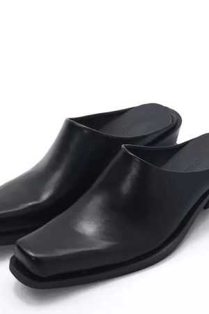 Cute Everyday Outfits, Outfit Inspo Casual Square Toe Minimalist Black Mules