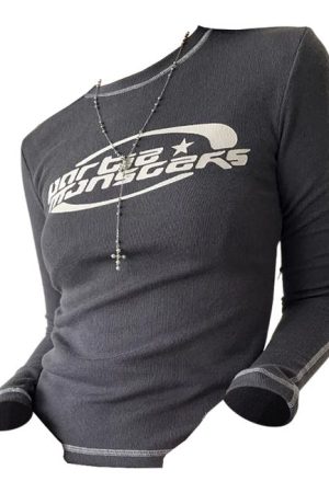 Cute Everyday Outfits, Outfit Inspo Casual Star Aesthetic Ribbed Long Sleeve Top