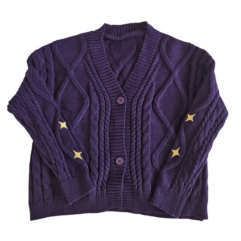 Cute Everyday Outfits, Outfit Inspo Casual Star Embroidery Purple Cardigan Cute Everyday Outfits, Outfit Inspo Casual Star Embroidery Purple Cardigan