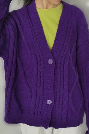 Cute Everyday Outfits, Outfit Inspo Casual Star Embroidery Purple Cardigan