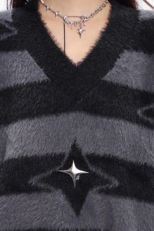 Cute Everyday Outfits, Outfit Inspo Casual Star Girl Fuzzy Striped Sweater