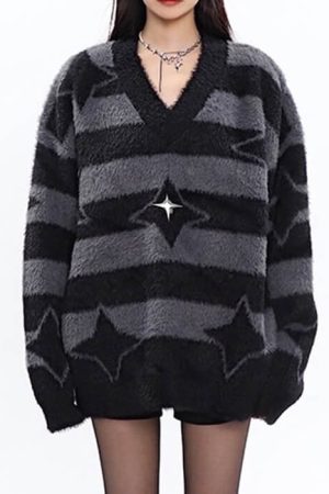 Cute Everyday Outfits, Outfit Inspo Casual Star Girl Fuzzy Striped Sweater