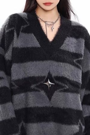Cute Everyday Outfits, Outfit Inspo Casual Star Girl Fuzzy Striped Sweater