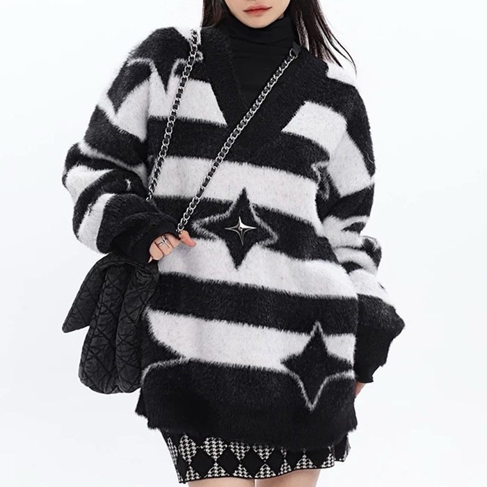 Cute Everyday Outfits, Outfit Inspo Casual Star Girl Fuzzy Striped Sweater