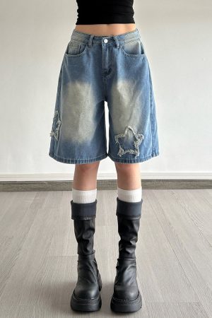 Cute Everyday Outfits, Outfit Inspo Casual Star Girl Vintage Wash Denim Shorts