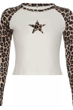 Cute Everyday Outfits, Outfit Inspo Casual Star Leopard Long Sleeve Top