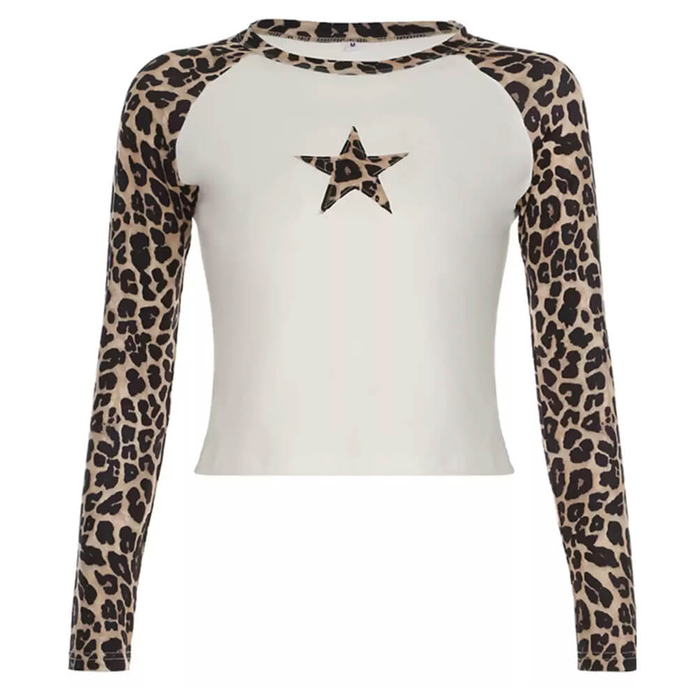 Cute Everyday Outfits, Outfit Inspo Casual Star Leopard Long Sleeve Top