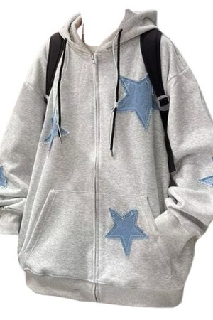 Cute Everyday Outfits, Outfit Inspo Casual Star Patch Aesthetic Zip Up Hoodie