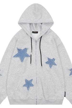 Cute Everyday Outfits, Outfit Inspo Casual Star Patch Aesthetic Zip Up Hoodie