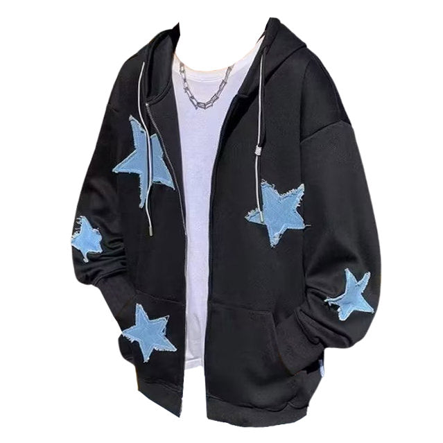 Cute Everyday Outfits, Outfit Inspo Casual Star Patch Aesthetic Zip Up Hoodie Cute Everyday Outfits, Outfit Inspo Casual Star Patch Aesthetic Zip Up Hoodie