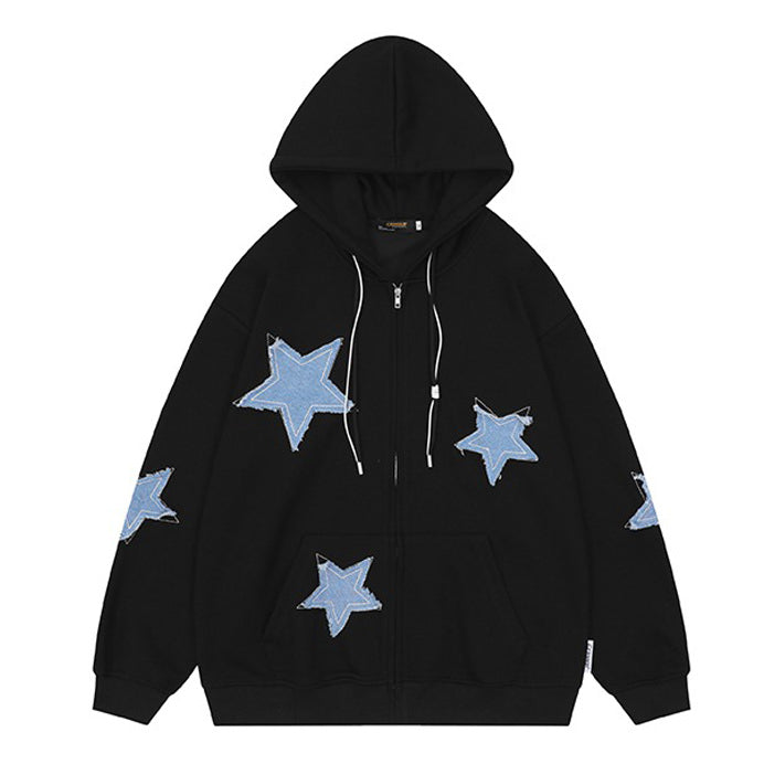 Cute Everyday Outfits, Outfit Inspo Casual Star Patch Aesthetic Zip Up Hoodie Cute Everyday Outfits, Outfit Inspo Casual Star Patch Aesthetic Zip Up Hoodie