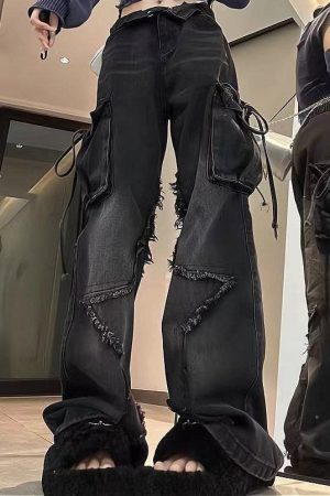 Cute Everyday Outfits, Outfit Inspo Casual Star Patch Cargo Jeans