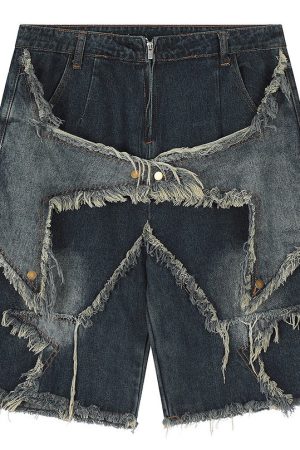 Cute Everyday Outfits, Outfit Inspo Casual Star Patch High-Waisted Denim Shorts