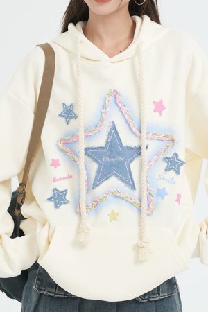 Cute Everyday Outfits, Outfit Inspo Casual Star Patch Hoodie