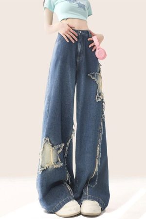 Cute Everyday Outfits, Outfit Inspo Casual Star Patch Wide Leg Jeans